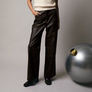 Wide Leg Faux Leather Pants
